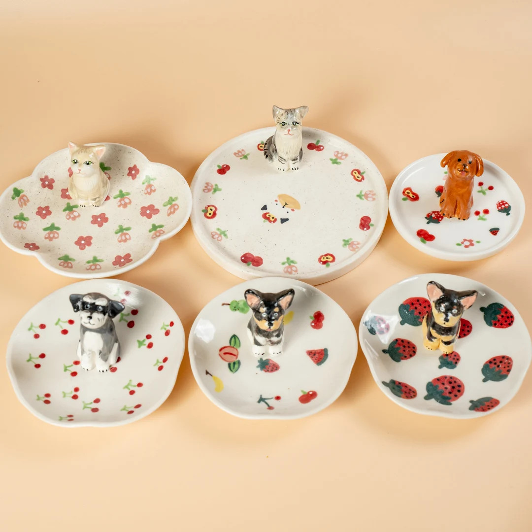 Custom Pet Ring Dish Pet Figurine Ceramic Jewelry Holder for Pet Lover Handmade Dog Trinket Dish ... | Etsy (US)