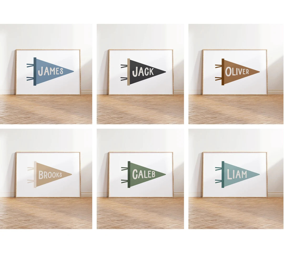 Name Personalize Pennant Flag Wall Art, Fun Modern Kids Room, Printable Art Download Print, Nurse... | Etsy (US)