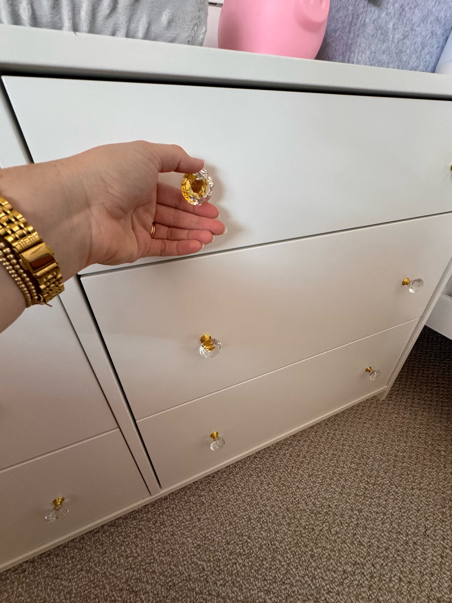 I love the look of these crystal and gold knobs that I used to replace the previous gray ones that were on my daughter’s dresser. They are so cute! 

#LTKHome #LTKStyleTip #LTKKids