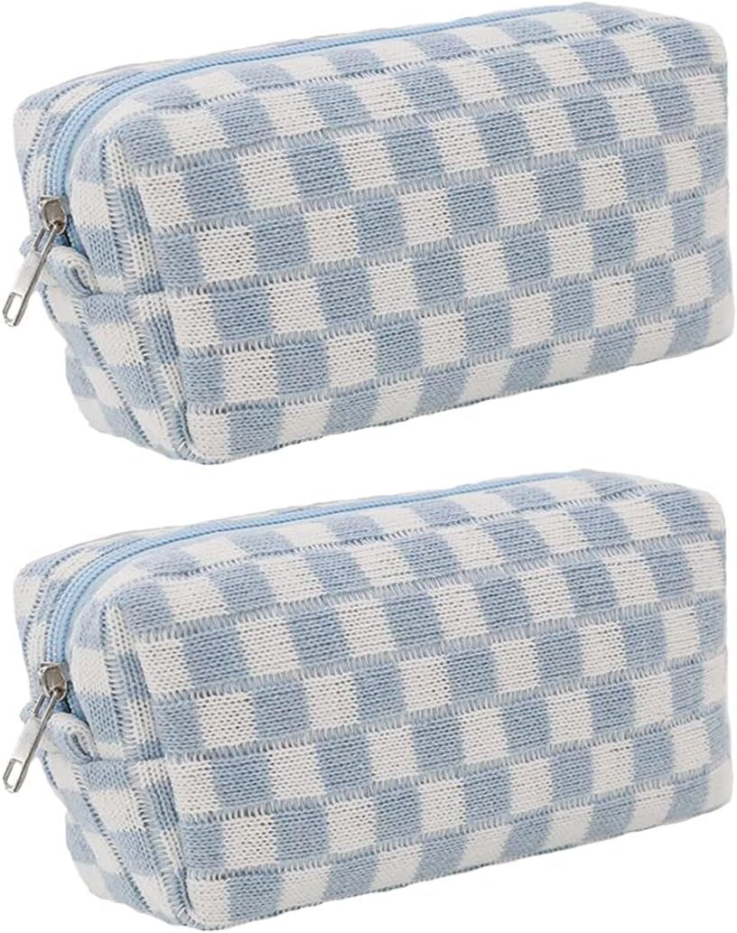 2 Pcs Cosmetic Bags for Women Makeup Bag Purse Travel Toiletry Zipper Storage Pouch Make up Brush... | Amazon (US)