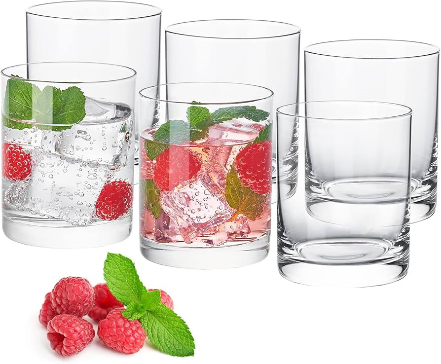 Heat-Resistant Drinking Glasses Set of 6 Double Fashioned Glass Lowball Tumblers 13.8oz Made From... | Amazon (US)