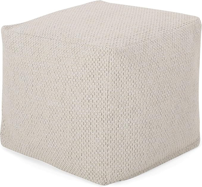 Christopher Knight Home Fannie Fabric Pouf, Ivory | Amazon (US)