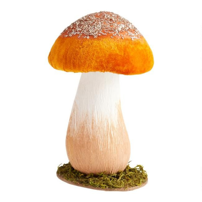 Pier Place Rust Velvet Mushroom Decor | World Market