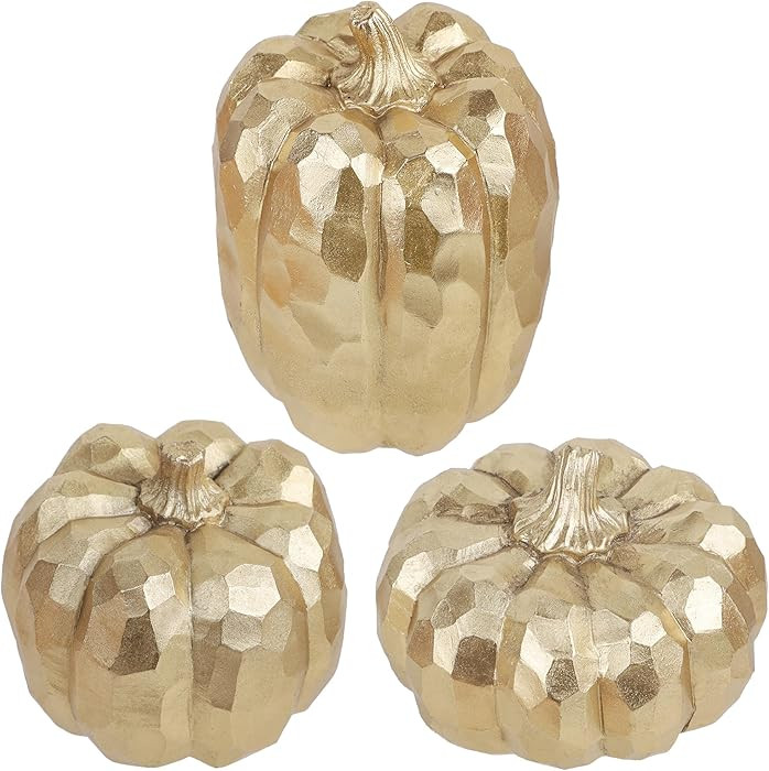 winemana 3 Pack Gold Pumpkins Thanksgiving Decorations- Fall Decor for Home, Table, Fireplace Man... | Amazon (US)