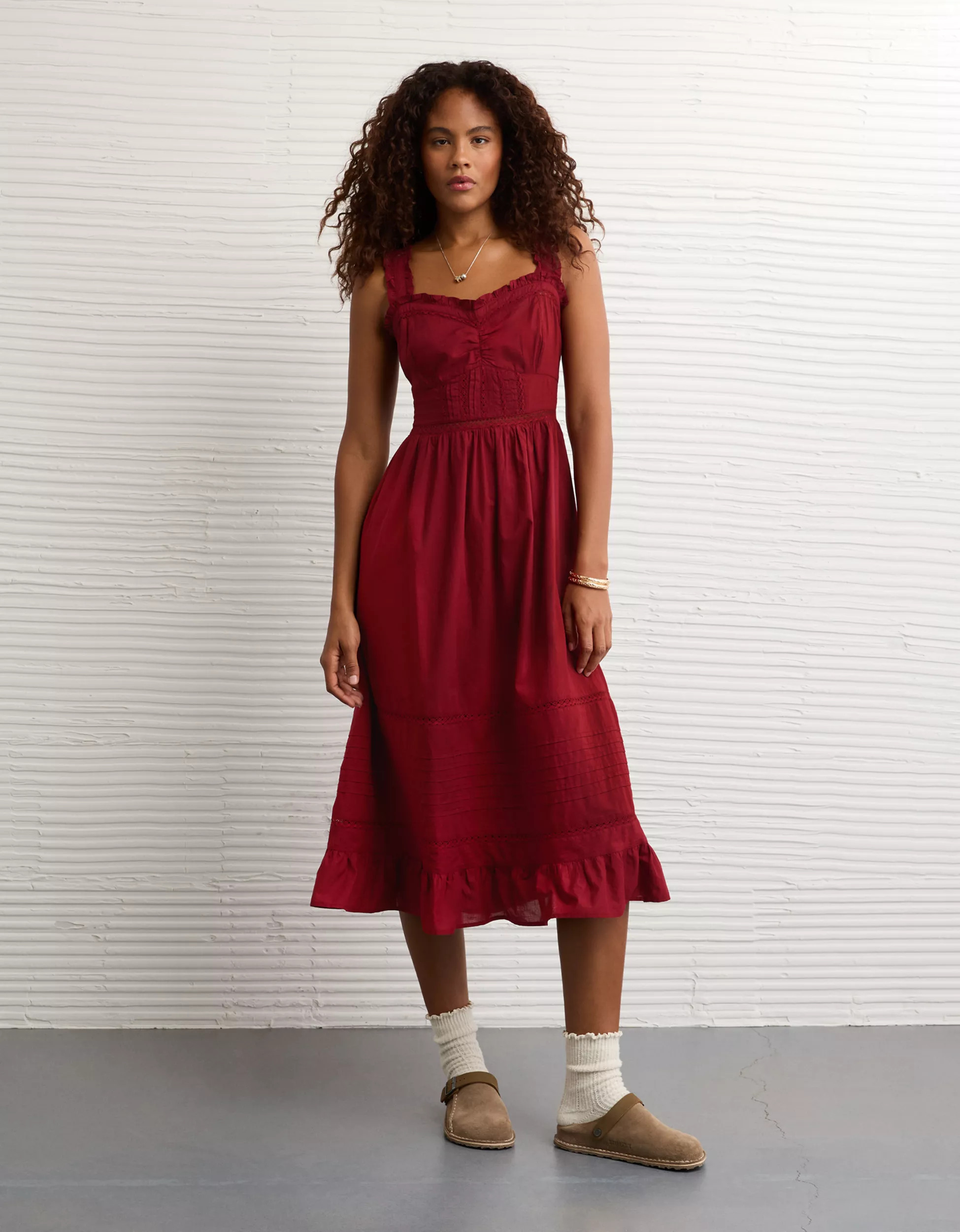 AE Catie Corset Midi Dress | American Eagle Outfitters (US & CA)