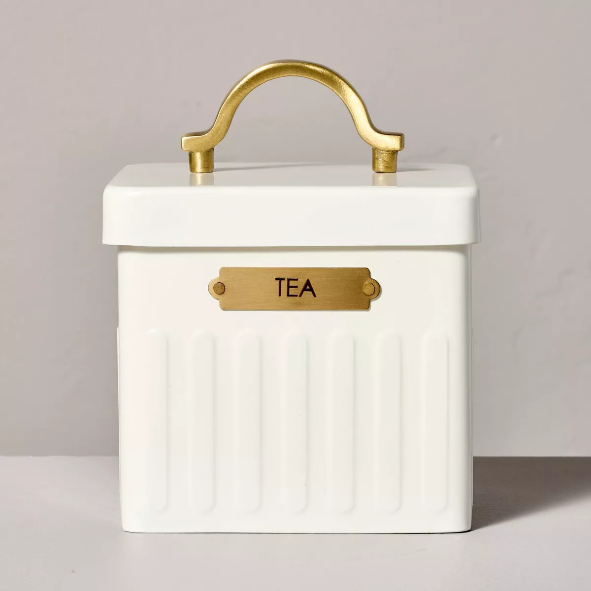 Metal Tea Tin Cream/Brass - Hearth & Hand™ with Magnolia | Target