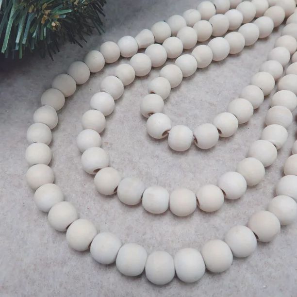 Holiday Time S/2 12feet Natural Wood Beads Garland - Walmart.com | Walmart (US)