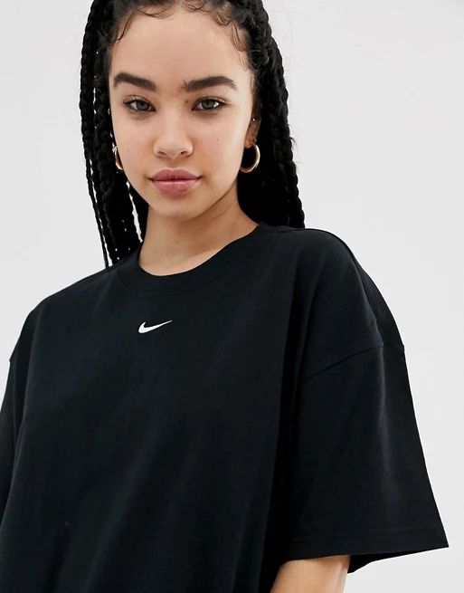 Nike Black Mini Swoosh Boyfriend T-Shirt | ASOS UK