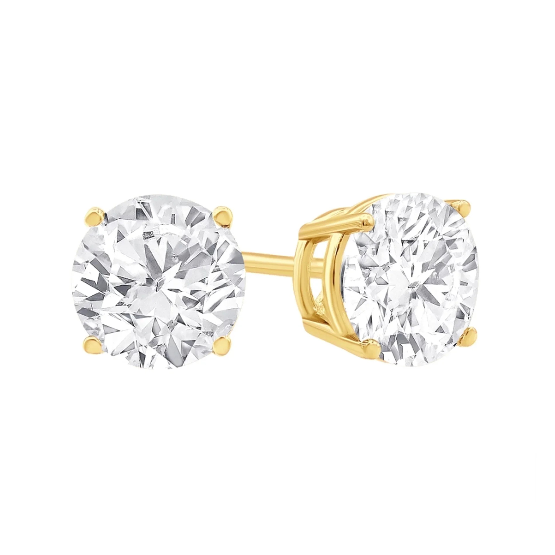 Paris Jewelry 14K Yellow Gold 0.5 Ct Created White Diamond Round Stud Earrings Gift for Women and... | Walmart (US)