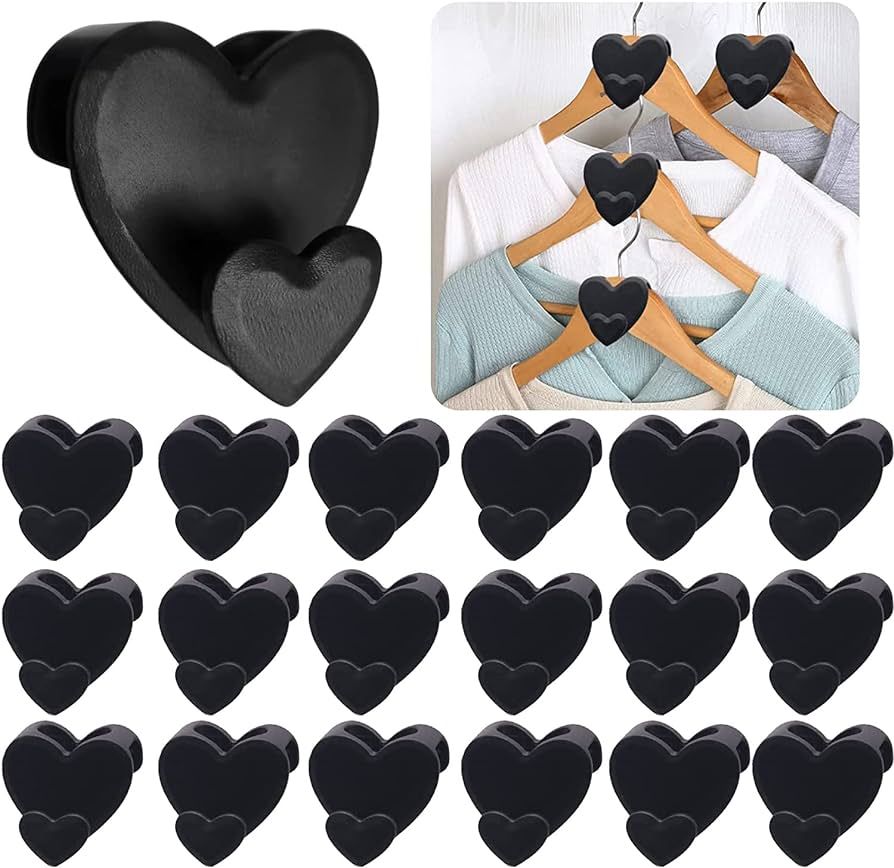 LIBPOOK 18PCS Heart-Shaped Clothes Hanger Connector Hooks with Space Heart Triangular for Hangers... | Amazon (US)