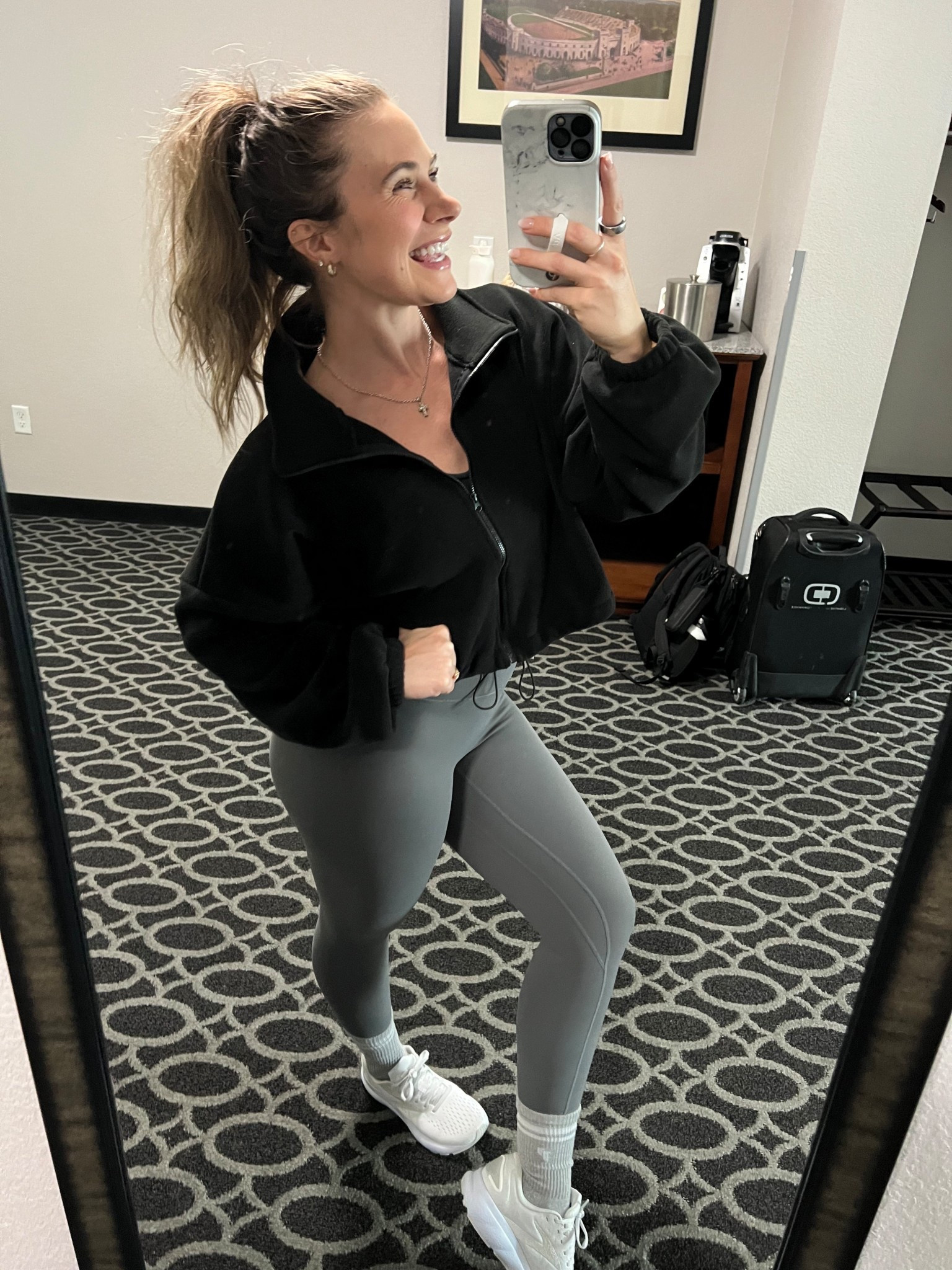 Cute & comfy!

Oversized jacket- small
Soft and flattering leggings- medium 
Shoes - tts 




#LTKGiftGuide #LTKTravel #LTKActive