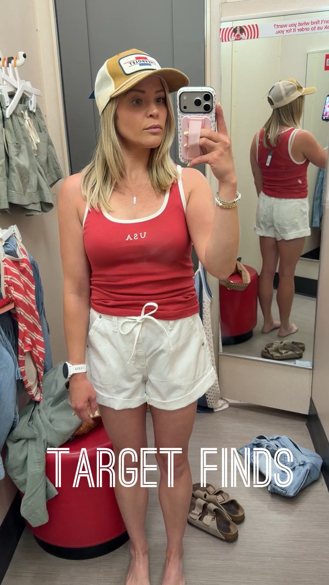 New target finds
White denim shorts $30, TTS, wearing a 2
$5 tank!!! In a S
Cute trucker hat $15

#LTKootd #LTKmomlife