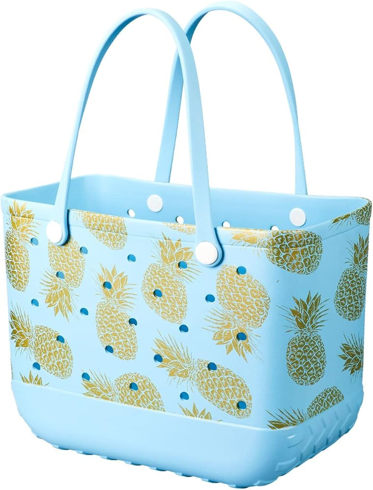 Beach Bag Rubber Tote Bag - Waterproof Travel Bag for Women Washable Tote Bag Handbag for Sports ... | Amazon (US)