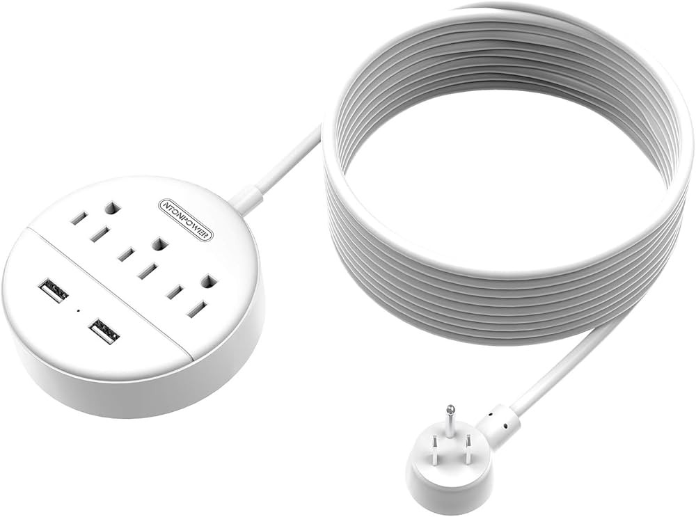 Extension Cord 15 ft, NTONPOWER Power Strip with Long Extension Cord, 3 Outlet 2 USB Compact Desk... | Amazon (US)