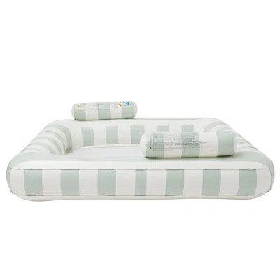 Sunnylife: Luxe Twin Hammock Float - The Vacay Soft Olive - 2 Person Inflatable Pool-Water Lounge, Mesh Bottom Seat, Drink Holders, Bolster Headrests | Wayfair North America