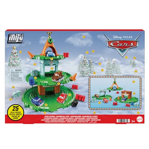 Mattel Disney and Pixar Cars Mini Racers Advent Calendar, 25 Surprises Include 4 Mini Toy Cars & Reconfigurable Playset | Amazon (US)