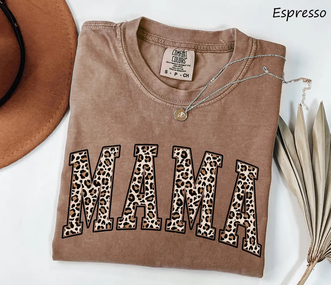 Comfort Colors® Leopard Mama Shirt, Mama Shirt, Mothers Day Gift, New Mama Gift, Funny Mom Gift,... | Etsy (US)