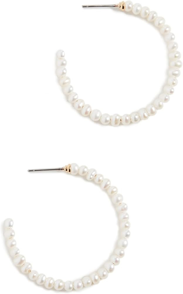 Lele Sadoughi Women's Freshwater Pearl Medium Hoops | Amazon (US)