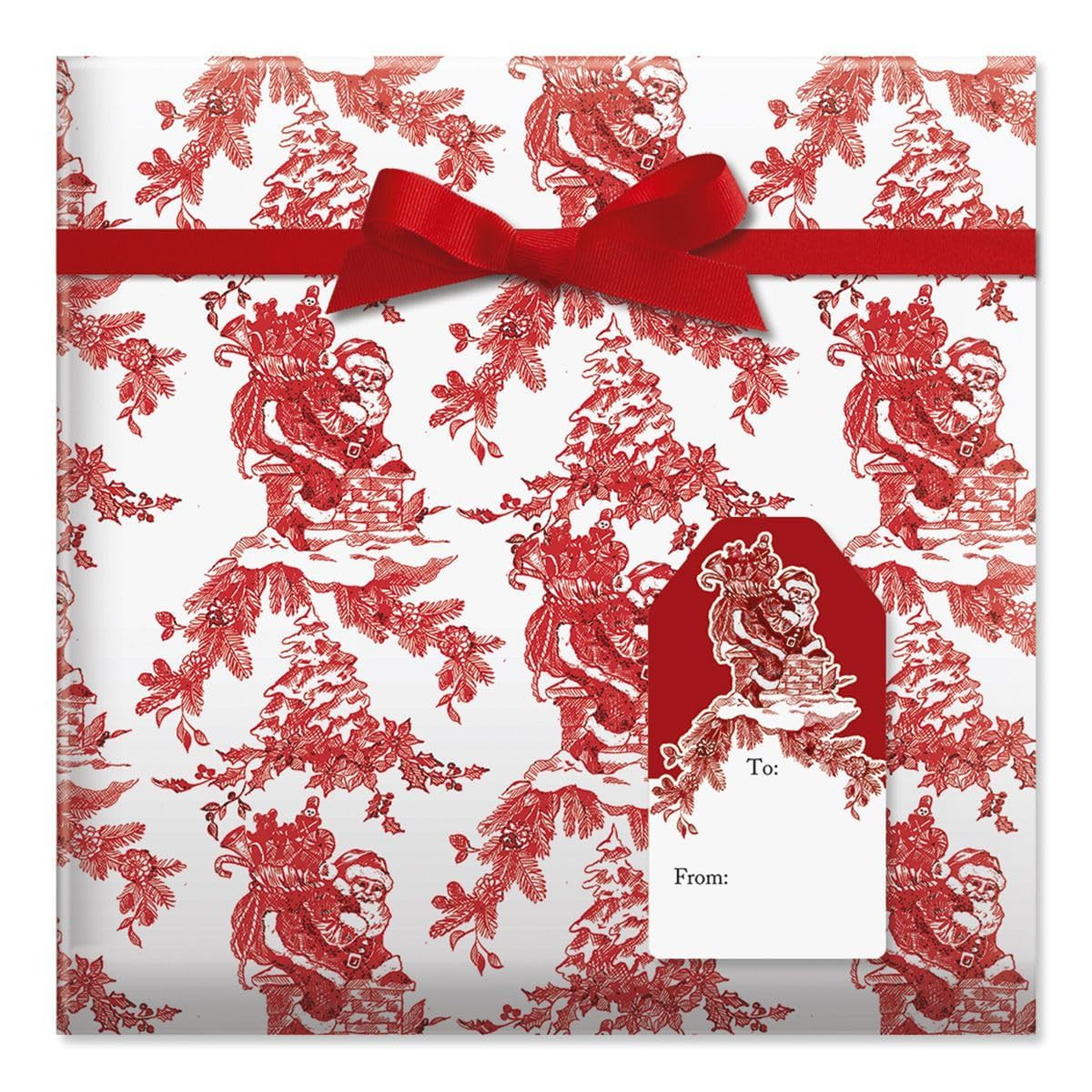 Current Christmas Wrapping Paper Rolls, Toile Santa Premium Holiday Gift Wrap, Jumbo 23-Inch x 32... | Amazon (US)