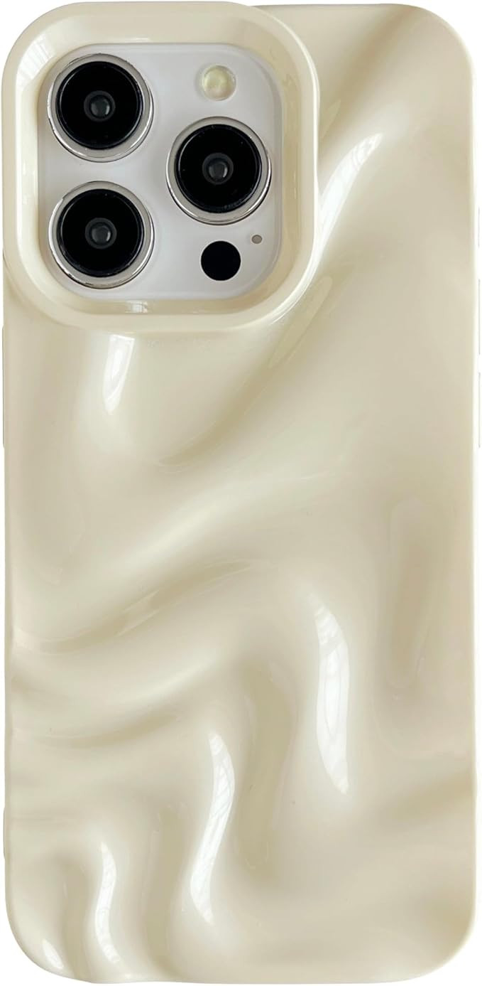 Caseative for iPhone 15 Pro Case, Water Ripple Pattern Wave Compatible with iPhone Case (Light Wh... | Amazon (US)
