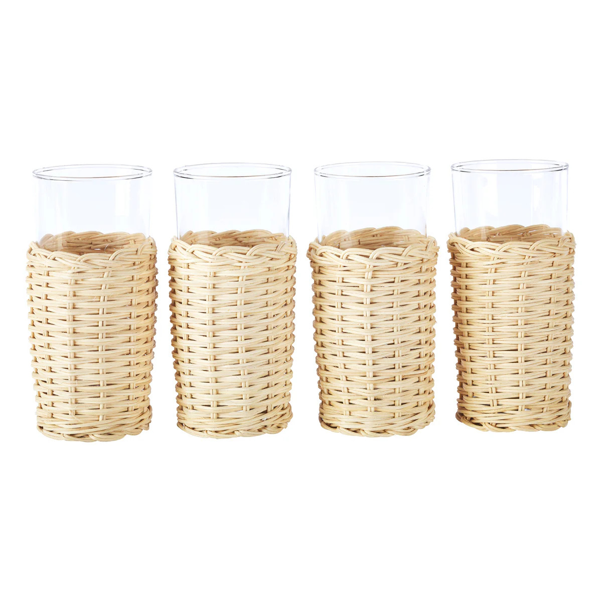 Rattan Wrapped Ice Tea, Set of 4 | Amanda Lindroth