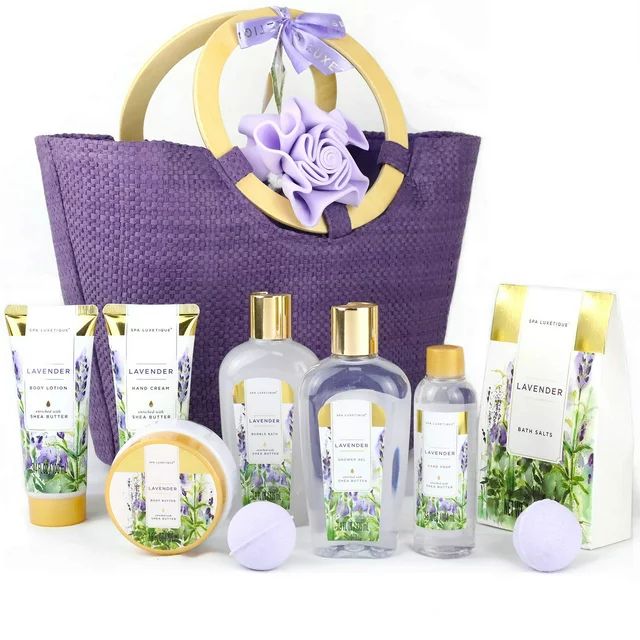 Spa Luxetique Bath Gift Sets for Women Lavender Body Care Baskets - 10 Pcs Relaxing Holiday Birth... | Walmart (US)