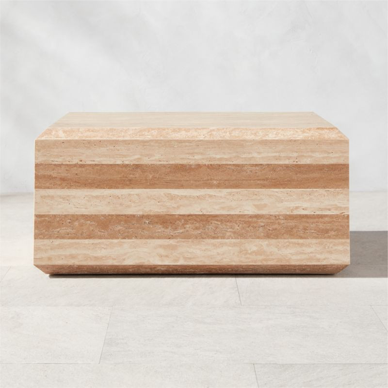 Camada Modern Travertine Outdoor Coffee Table + Reviews | CB2 | CB2