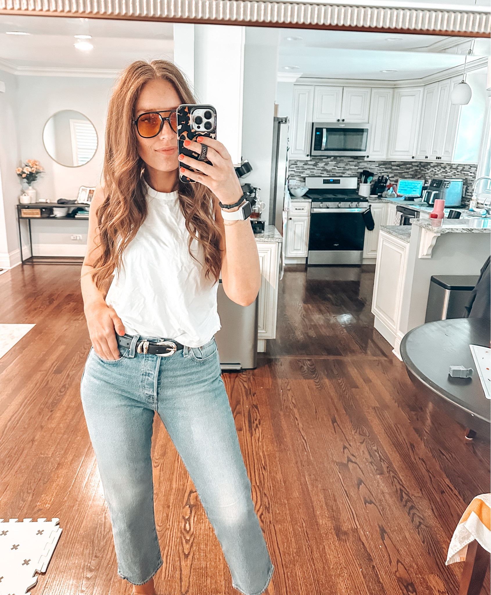 Wearing size 29 and a 28 inseam in jeans

Jeans / denim / straight leg / sunglasses / closet staple / capsule wardrobe 

#LTKmomlife #LTKSeasonal #LTKootd