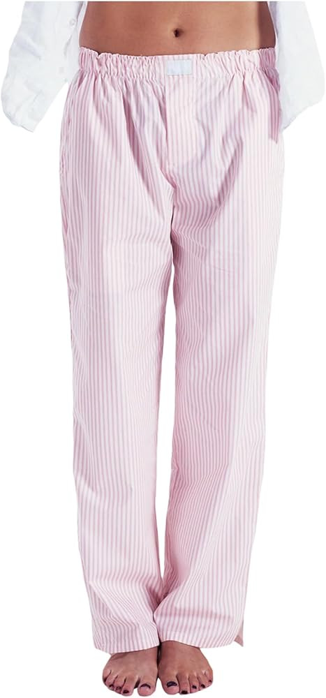 Women Striped Lounge Pants Wide Leg Drawstring Pajama Pants Comfy Casual Loose Fit Going Out Pant... | Amazon (US)