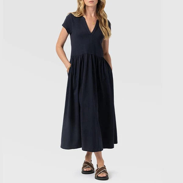 Bonnie V Neck Dress - Navy | Saint + Sofia