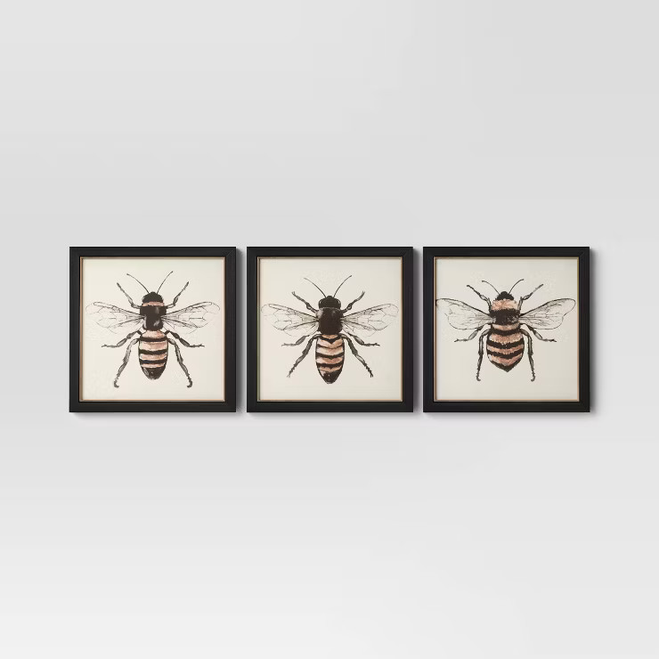 (3pk) 12" x 12" Bees Framed Wall Canvases - Threshold™ | Target