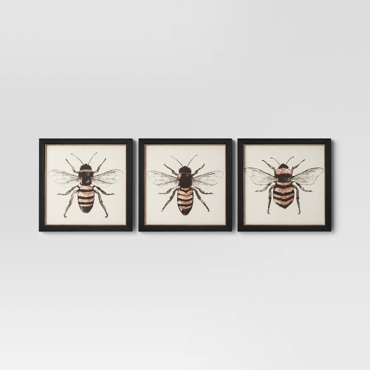 (3pk) 12" x 12" Bees Framed Wall Canvases - Threshold™ | Target