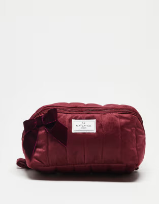 The Flat Lay Co. x ASOS Exclusive Marshmallow Makeup Box Bag - Burgundy Velvet Bow  | ASOS | ASOS (Global)