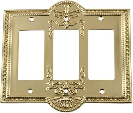 Nostalgic Warehouse 719931 Meadows Switch Plate with Triple Rocker, Polished Brass | Amazon (US)
