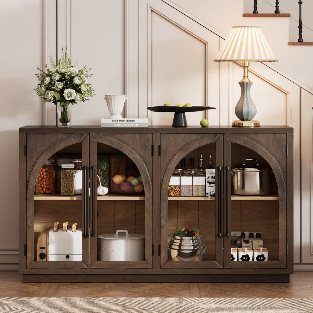 Sideboard Buffet Cabinet, Elegant Arched Design, Buffet Storage Cabinet, Kitchen Buffet Cabinet, ... | Walmart (US)
