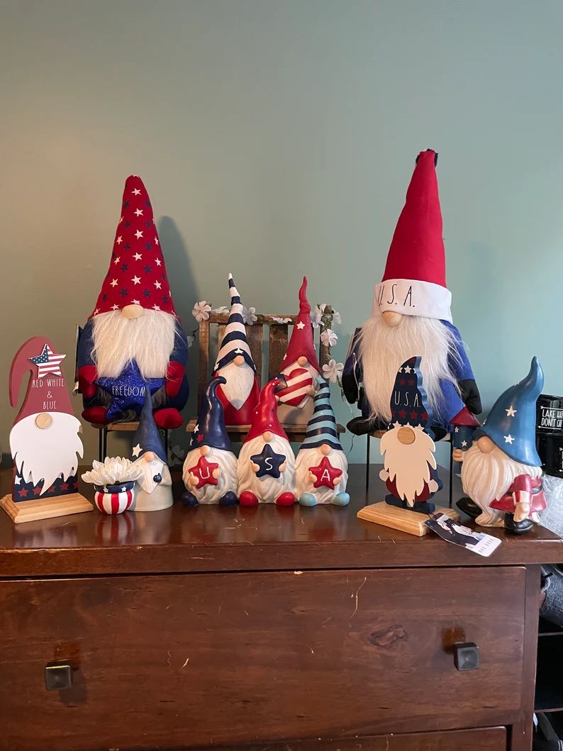 Rae Dunn Patriotic Gnomes/ 4th of July Gnomes/ Red, white and blue Gnomes/ Rae Dunn Gnome/ Summer... | Etsy (US)