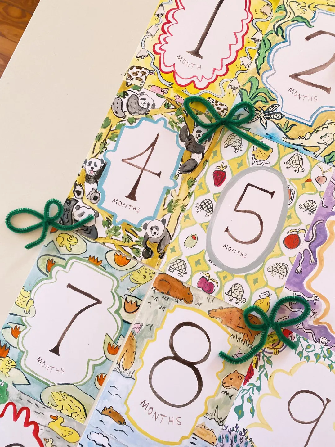 Animal Gender Neutral Painted Baby Milestone Marker Cards - Etsy | Etsy (US)