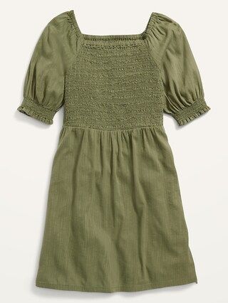Smocked Elbow-Sleeve Dress for Girls | Old Navy (US)