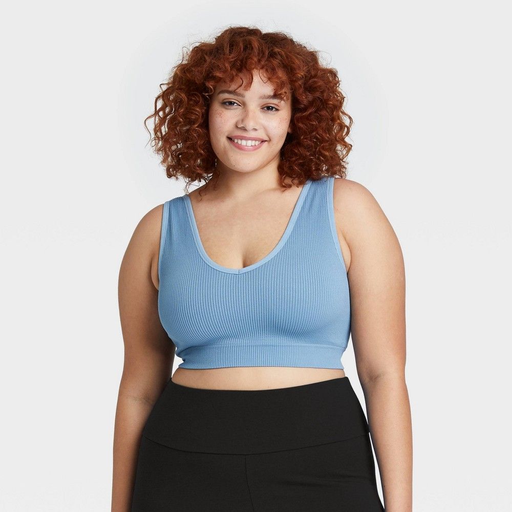 Women's Plus Size Reversible Ribbed Bralette - Colsie Blue 2X | Target