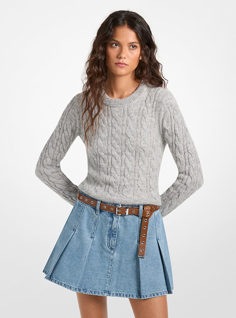 Cable Knit Nylon and Alpaca Blend Sweater | Michael Kors US
