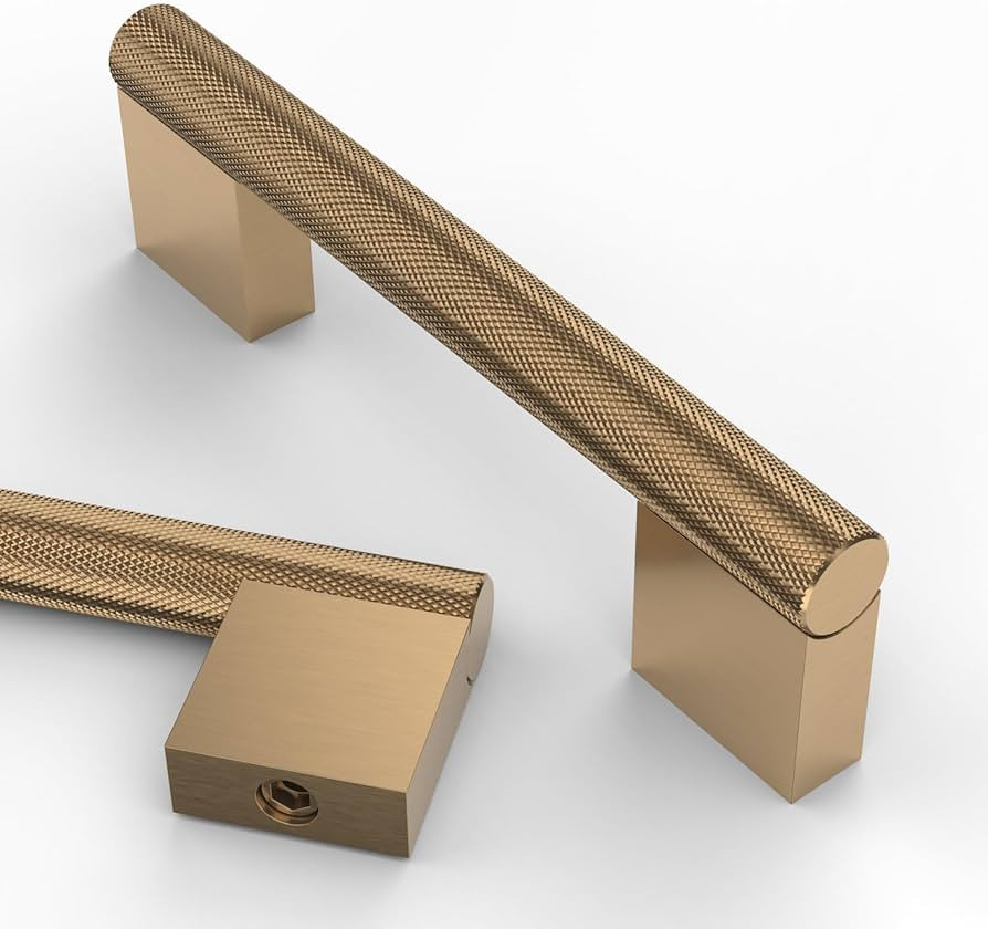 Asidrama 10 Pack 3.75 Inch(96mm) Champagne Bronze Cabinet Pulls Knurled Cabinet Handles Kitchen C... | Amazon (US)