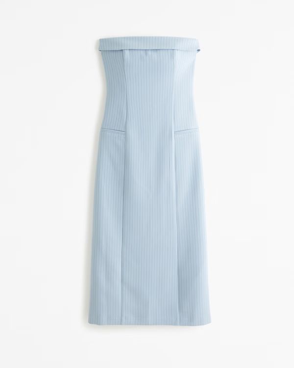 Strapless Tailored Midi Dress | Abercrombie & Fitch (US)