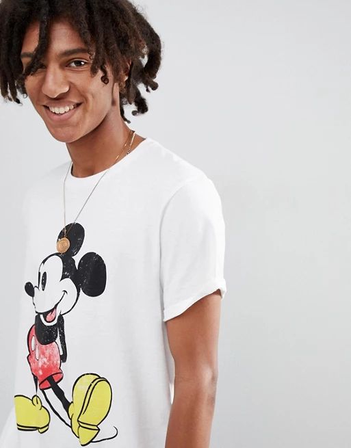 ASOS DESIGN mickey relaxed t-shirt with vintage print and roll sleeve | ASOS US