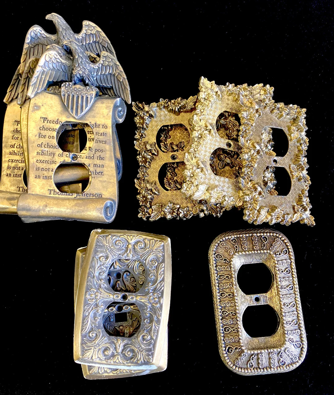 Vintage 60s Solid Brass Wall Plates Switchplates Outlet Covers - Etsy | Etsy (US)