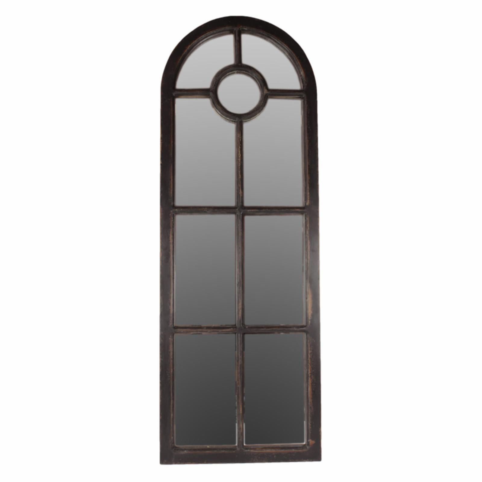 Urban Trends Wooden Arched Window Wall Mirror Black | Hayneedle