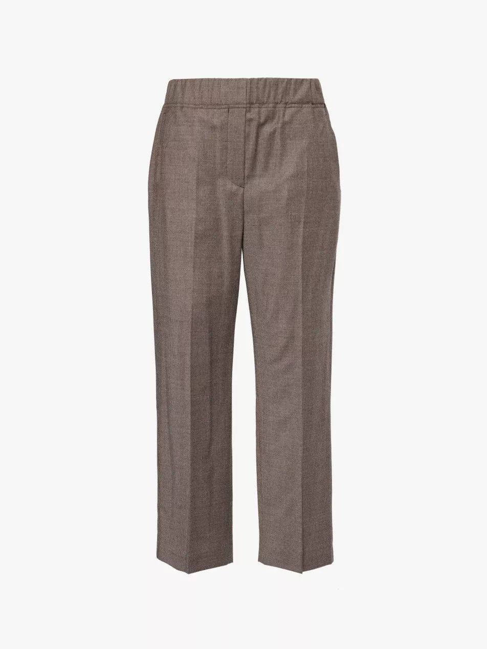 Hateley dogtooth-print straight-crop-leg high-rise stretch-wool trousers | Selfridges