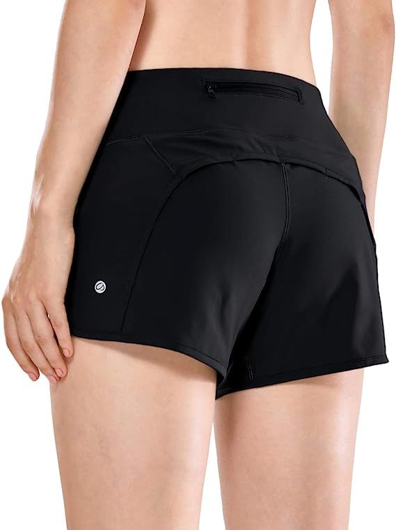 CRZ YOGA Women's Athletic Workout Sports Running Shorts with Zip Pocket - 4 Inches | Amazon (US)