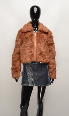 Abercrombie & Fitch Y2K Faux Fur Caramel Brown Glam Coquette Cropped Coat XS | eBay US