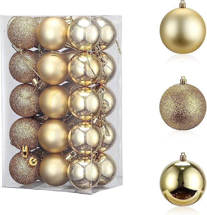 LessMo 30PCS Gold Christmas Balls Ornament for Xmas Tree, Golden Shatterproof Christmas Tree Deco... | Amazon (US)