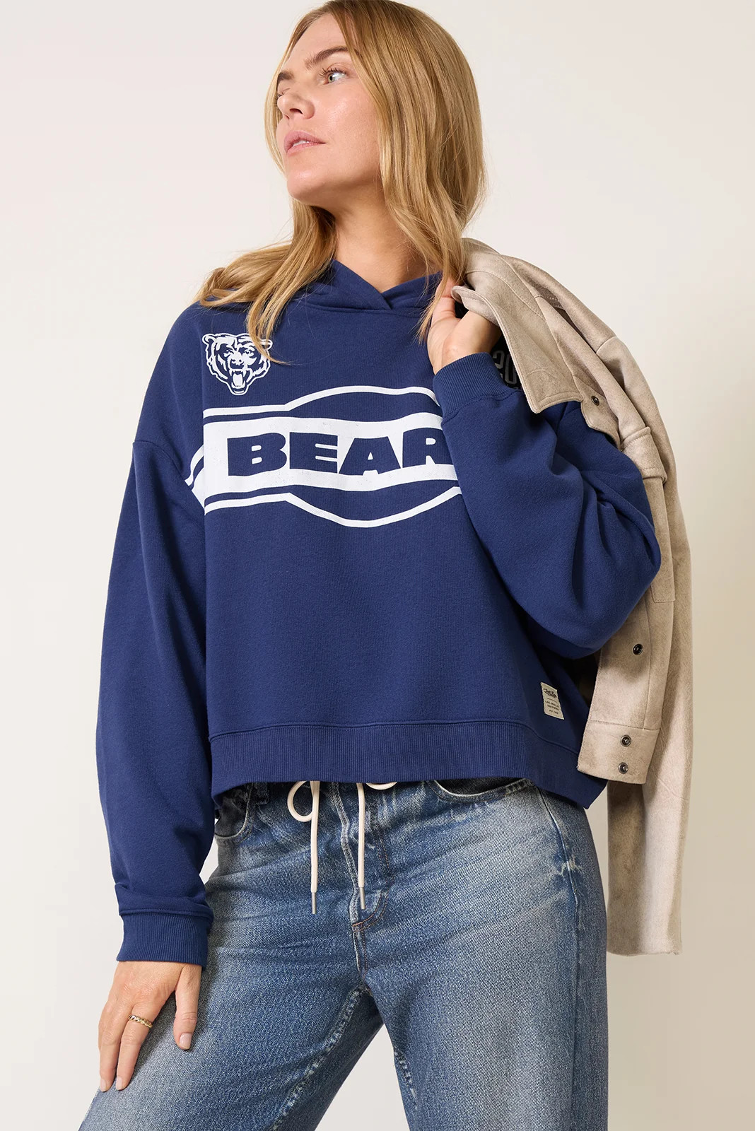 JUNK FOOD Women's Bears Oversized Crop Hoodie, Size XL, Truenavy Blue | Evereve